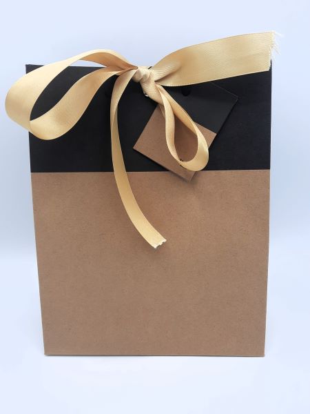 Geschenktasje kraft en zwart klein