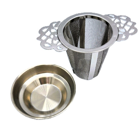 Decoratieve theefilter met uitlekbakje