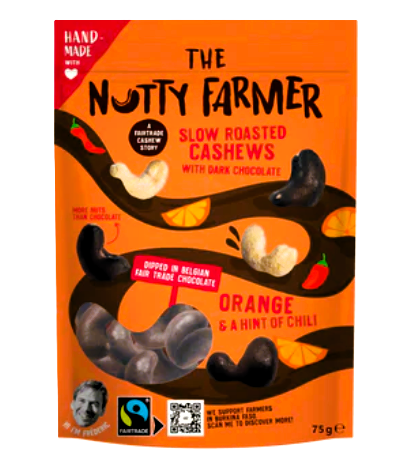 Cashewnoten met pure chocolade en sinaasappel